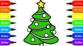 How to Draw a Christmas tree for Kids Coloring Pages Art Colors with Colored Markers