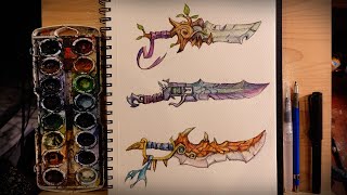 World Building Stylized Weapons Sketchbook session 01 (narrated)