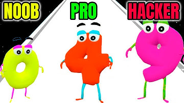 NOOB vs PRO vs HACKER - Number Race 3D (Math Games)