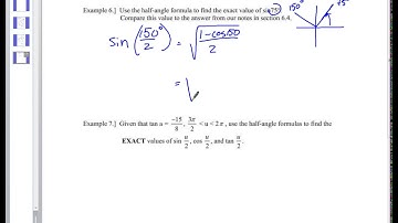 Pre-Calc 6.5 Double and Half Angle Formulas