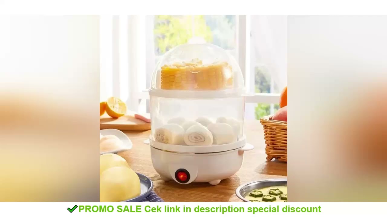 Multifunctional Electric Egg Cooker Steamer - Double Layer for Boil, Poach, Steam Eggs & Veggies, Co