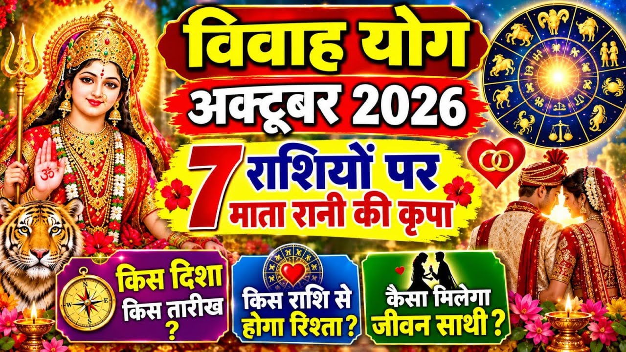 अक्टूबर 2026 विवाह योग: इन 7 राशियों पर माता रानी की कृपा | किस दिशा, और किस राशि से होगा रिश्ता