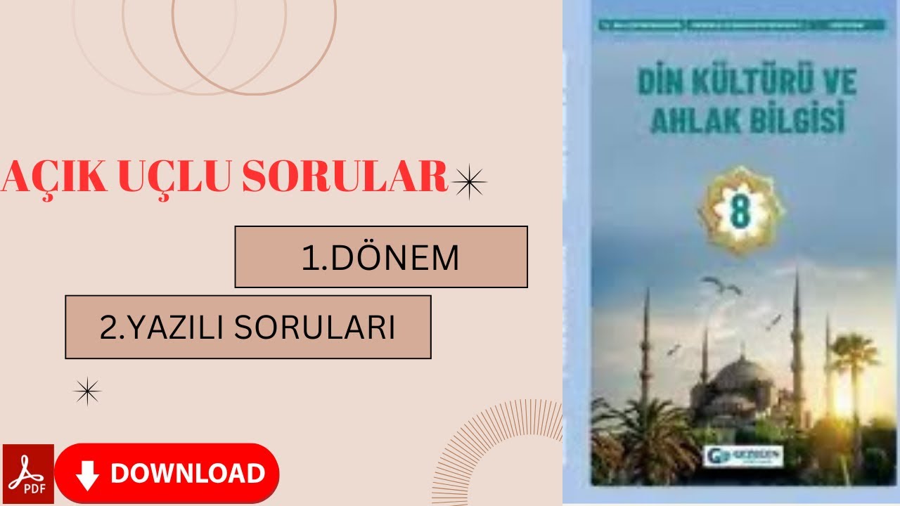 8.SINIF DİN KÜLTÜRÜ 1.DÖNEM 2.YAZILI SORULARI + PDF