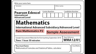 Edexcel IAL Maths - Pure Mathematics P2 - Sample Assessment