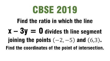 Find the ratio in which the line x – 3y = 0 divides th line segment joining the points (-2,-5) (6,3)