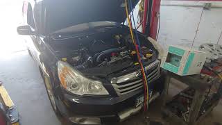 Where is the Low High Pressure Port located on 2011 Subaru Outback How To recharge