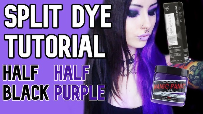 Half Black Half Purple Split Color Hair Dye Tutorial Youtube Half Black Half Purple Split Color Hair Dye Tutorial Youtube