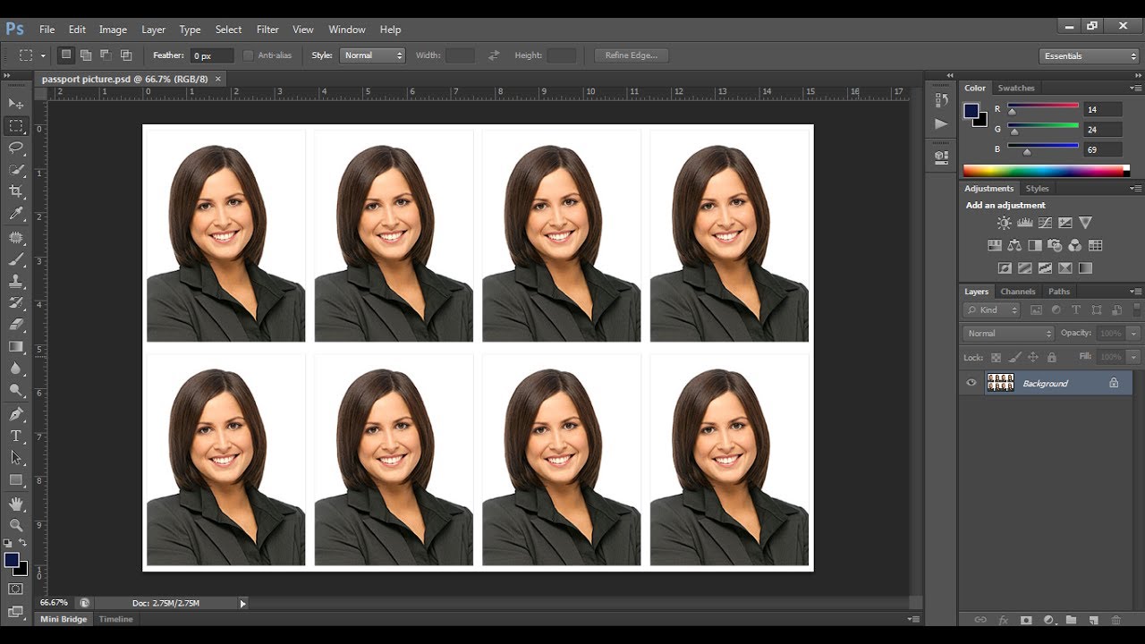 How To Create A Passport Size Photo In Adobe Photoshop Cc Photoshop Tutorial Youtube