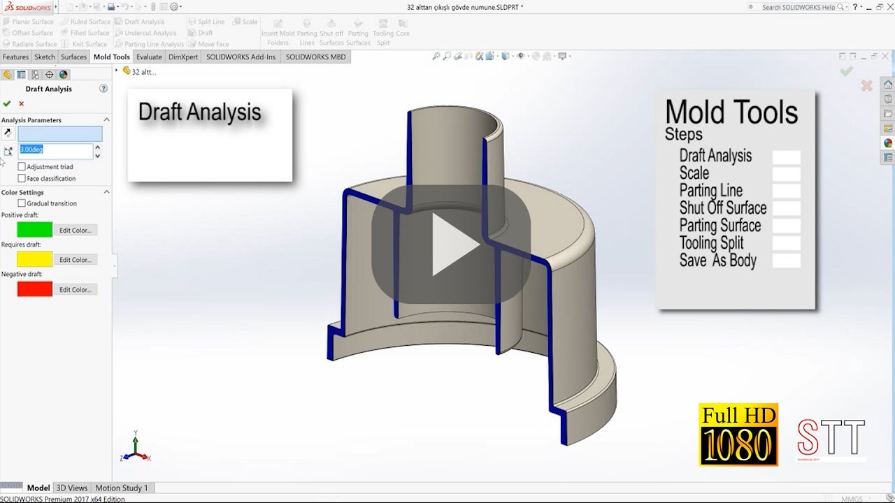 Solidworks Mold Tools Araçları ile Kalıp Çıkarma - YouTube