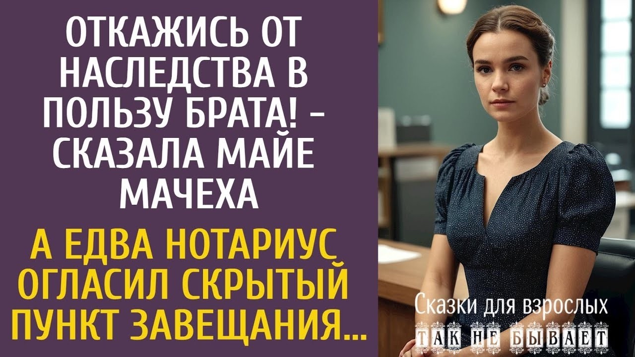 Откажись от наследства в пользу брата! - сказала Майе мачеха… А едва нотариус огласил скрытый пункт…