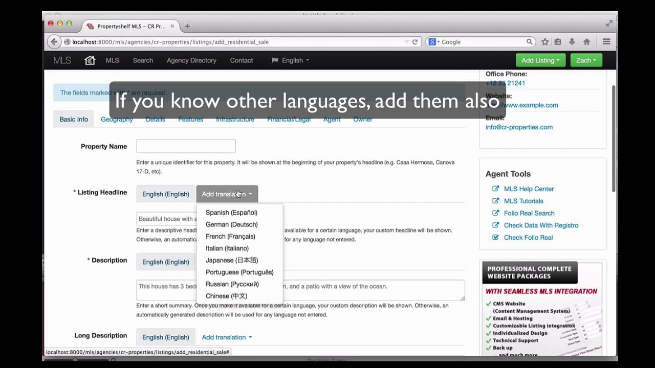 Add translations to your listing