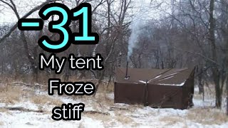 -31 OVERNIGHT FROZEN TENT ARTIC BLAST HEAVY WINDS AND SNOWFALL