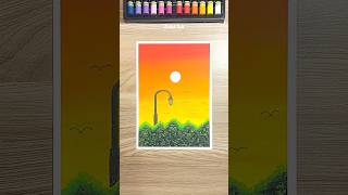 🌄✨Easy Sunset Scenery Drawing #shorts #art #drawing #oilpastel