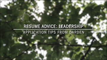 UVA Darden Admissions: Resume Advice, Leadership
