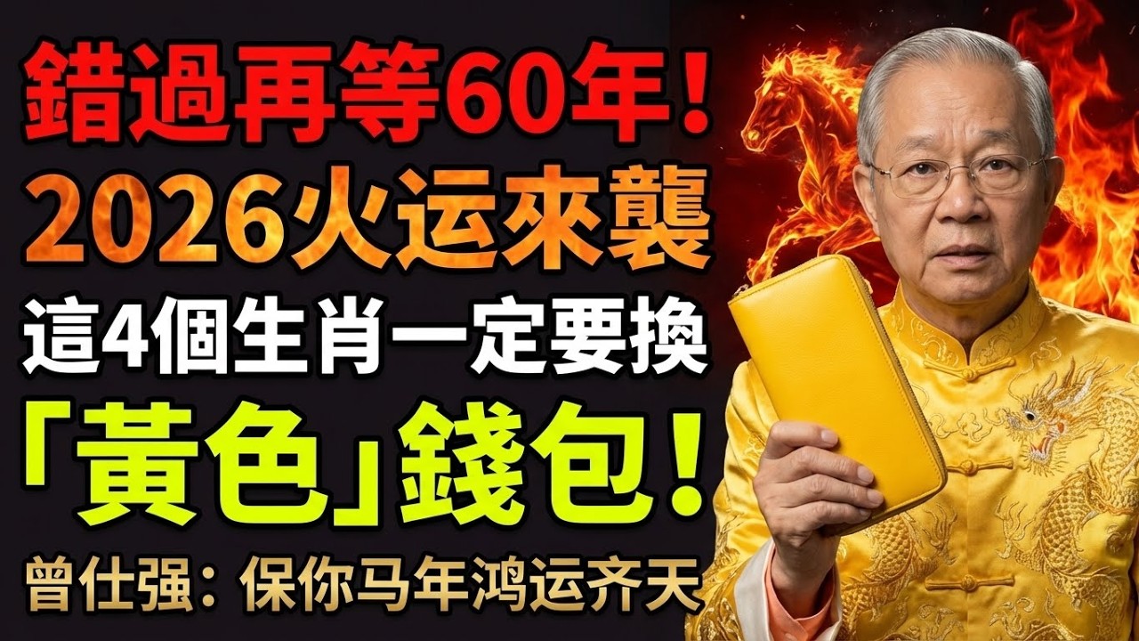 錯過再等60年！2026火運來襲，這4個生肖一定要換「黃色」錢包！曾仕強：保你马年鸿运齐天！【國學開運坊】