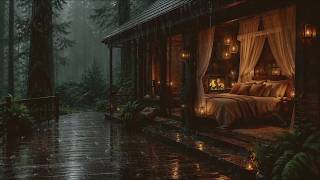 Midnight Rain in a Cozy Forest Cabin | Deep Sleep Rain Sounds & Nature Ambience | Ember Hollow