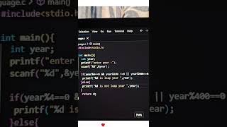leap Year code in c language #coding #clanguage #engineering #programming