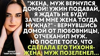 Муж вернулся домой! Ужин подавай, я ждать не буду! - вернувшись домой от любовницы, отчеканил муж...