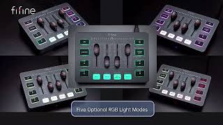 FIFINE Gaming Audio Mixer,Streaming 4-Channel RGB Mixer with XLR Microphone Int