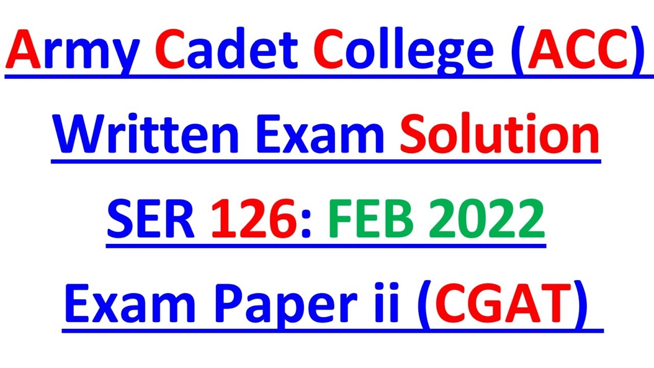 ACC| Army Cadet College Exam Paper On demand| ACC Paper 126| ACC 126 ...