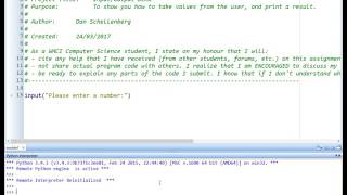 Python Input/Output and Data Types