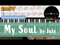 [Real Piano Tutorial] MY SOUL by July (with drum backing track) with sheets