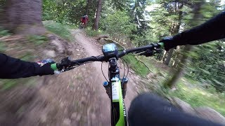 Macht E-MTB Spaß Selbstversuch auf dem neuen Uphill Flow Trail im Bikepark Geisskopf mit Ebike