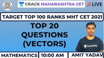 Top 20 Questions l (Vectors) | Maths | Target MHT CET 2021.