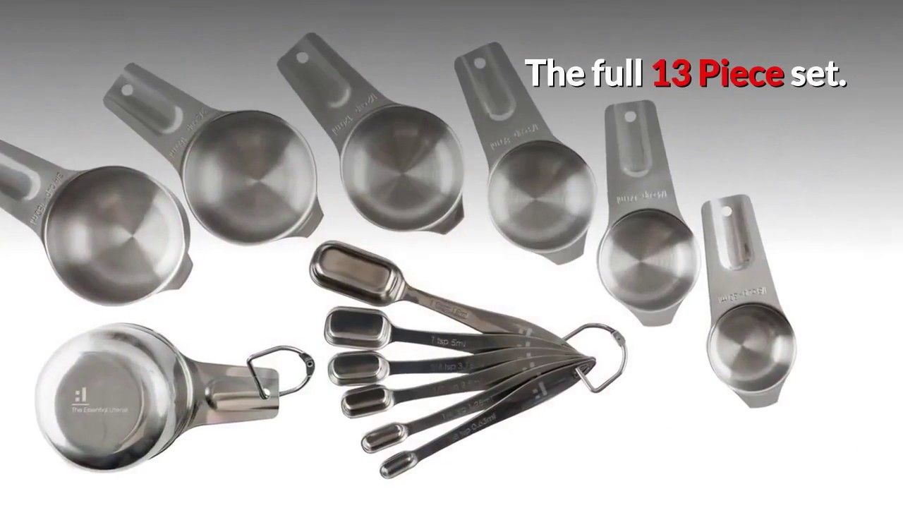 Stainless Steel Measuring Cups and Spoons Set - Heavy Duty 13 Piece Set ...