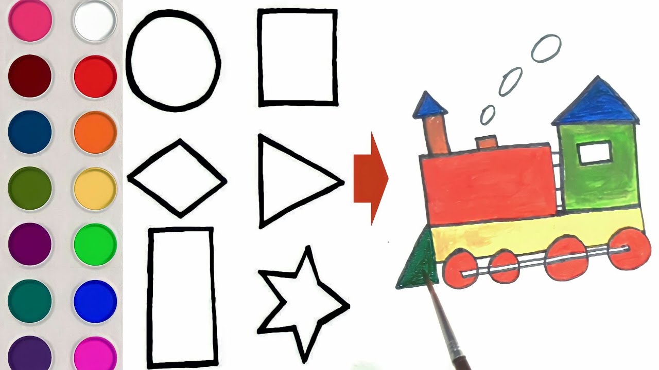 Shapes Drawing, Painting and Coloring for kids & toddlers | How to draw ...