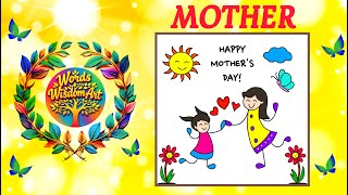Mother Drawing & Mother poem acrostic Mother full form love you mom card  #wordswisdomart