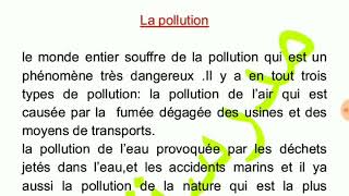 Productions écrite sur la pollution وضعيات ادماجية عن التلوث