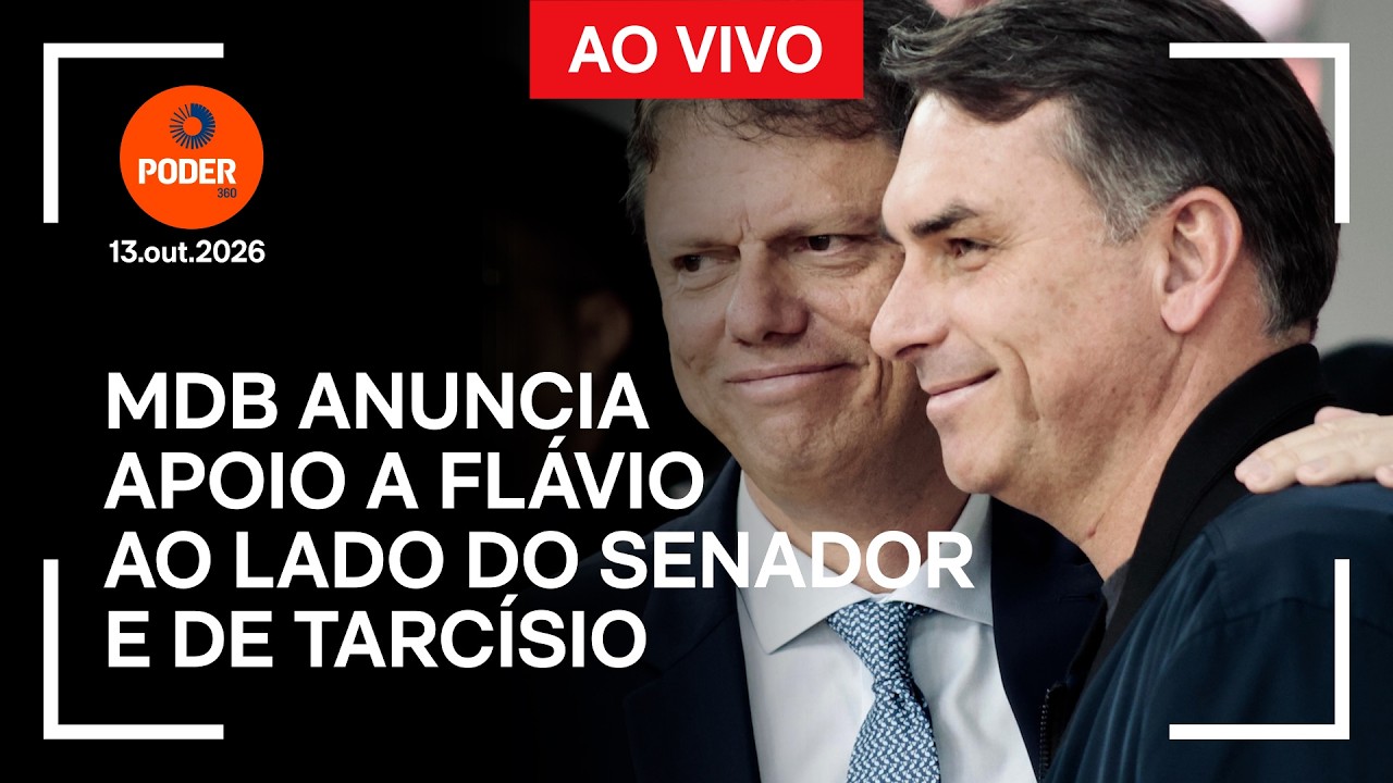 Ao vivo: MDB anuncia apoio a Flávio ao lado do senador e de Tarcísio