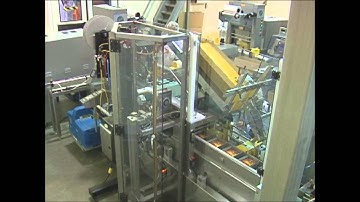 Automatic Cartoner HC-3200 for three-side sealed pouches. Consolidated Technologies.