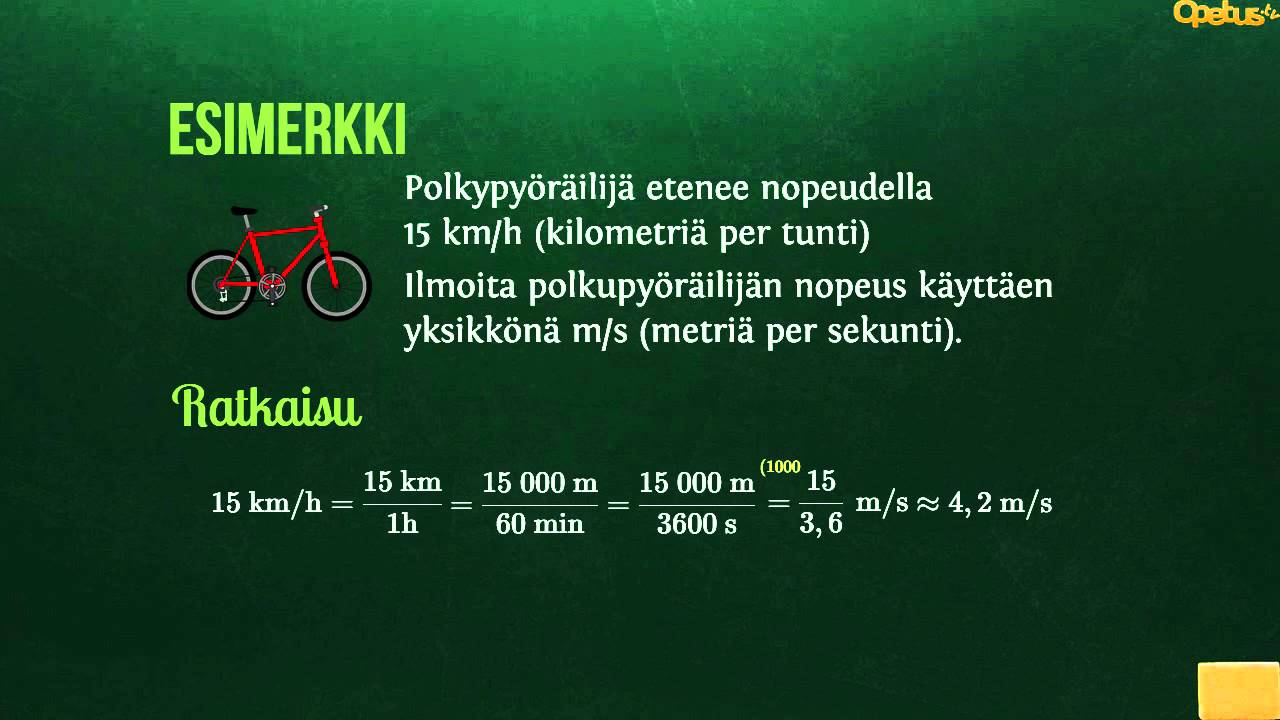 FY1: Nopeuden yksikkömuunnokset