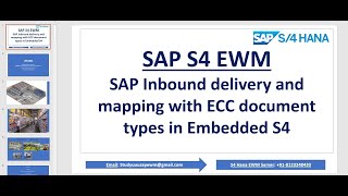 SAP S4 EWM-  Inbound delivery and mapping with ECC document types in Embedded S4 Profile