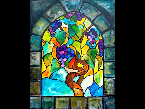 Grape Vines Stain glass and Stone Acrylic Painting ...
