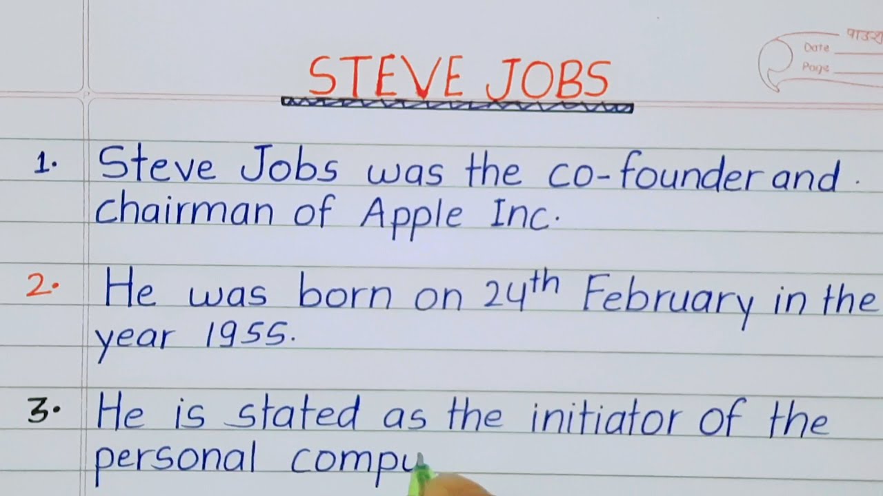 Steve Jobs biography Ten lines on Steve Jobs Essay on Steve Jobs