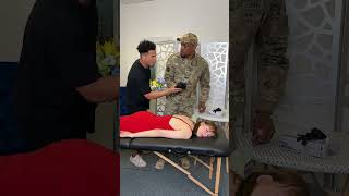Soldier disguises as a massage therapist to surprise his wife #shorts