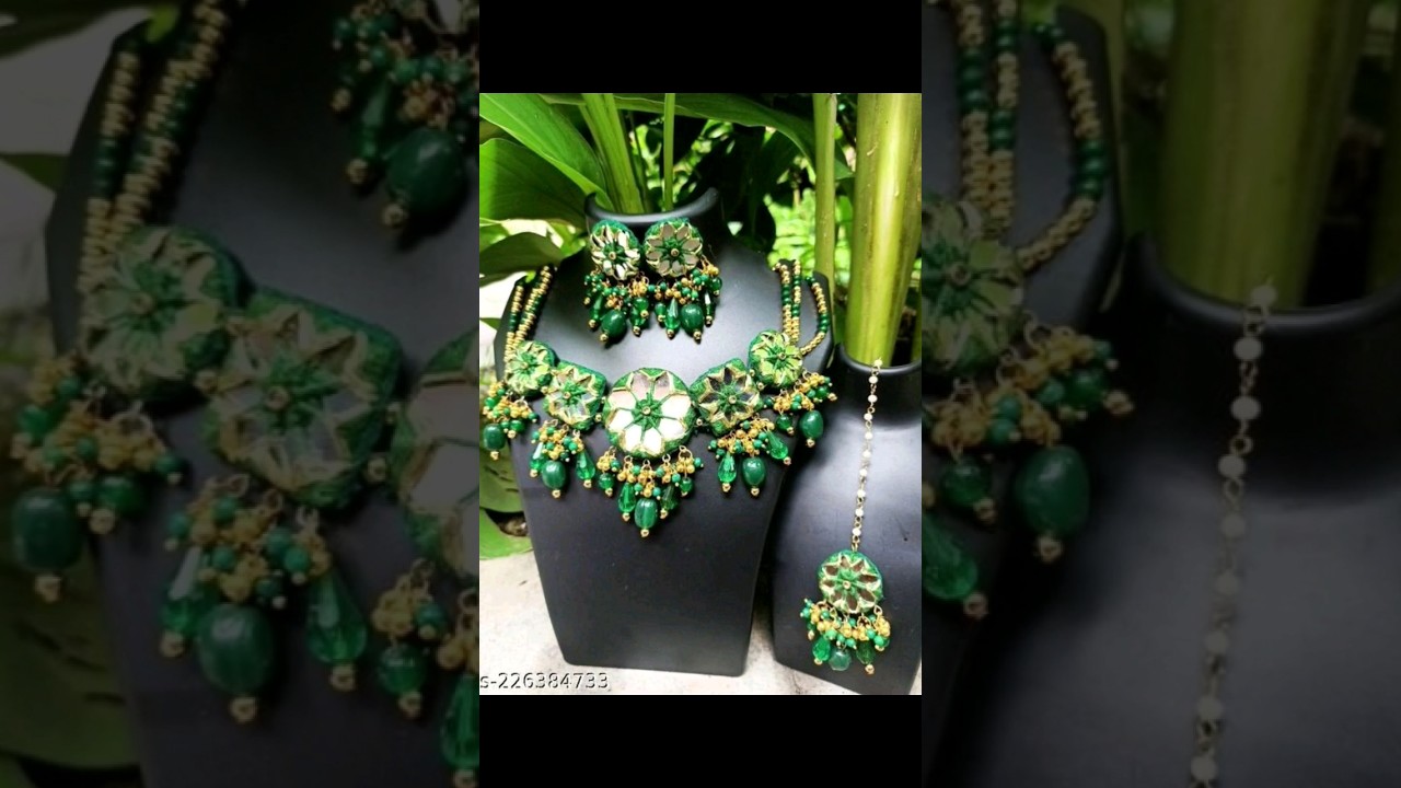 #youtube #short meesho very beautiful party function mirror thread work earring necklace #haul