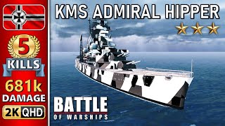 Battle Of Warships Admiral Hipper 5 Kills - 681K Damage
