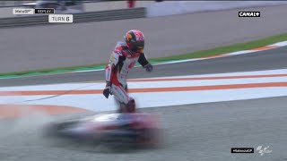 Johann Zarco violemment fauché par la moto d'Iker Lecuona ! - GP de Valence