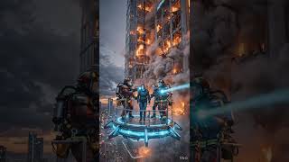 Fire fighters in this universe use anti gravity platforms instead of ladders.