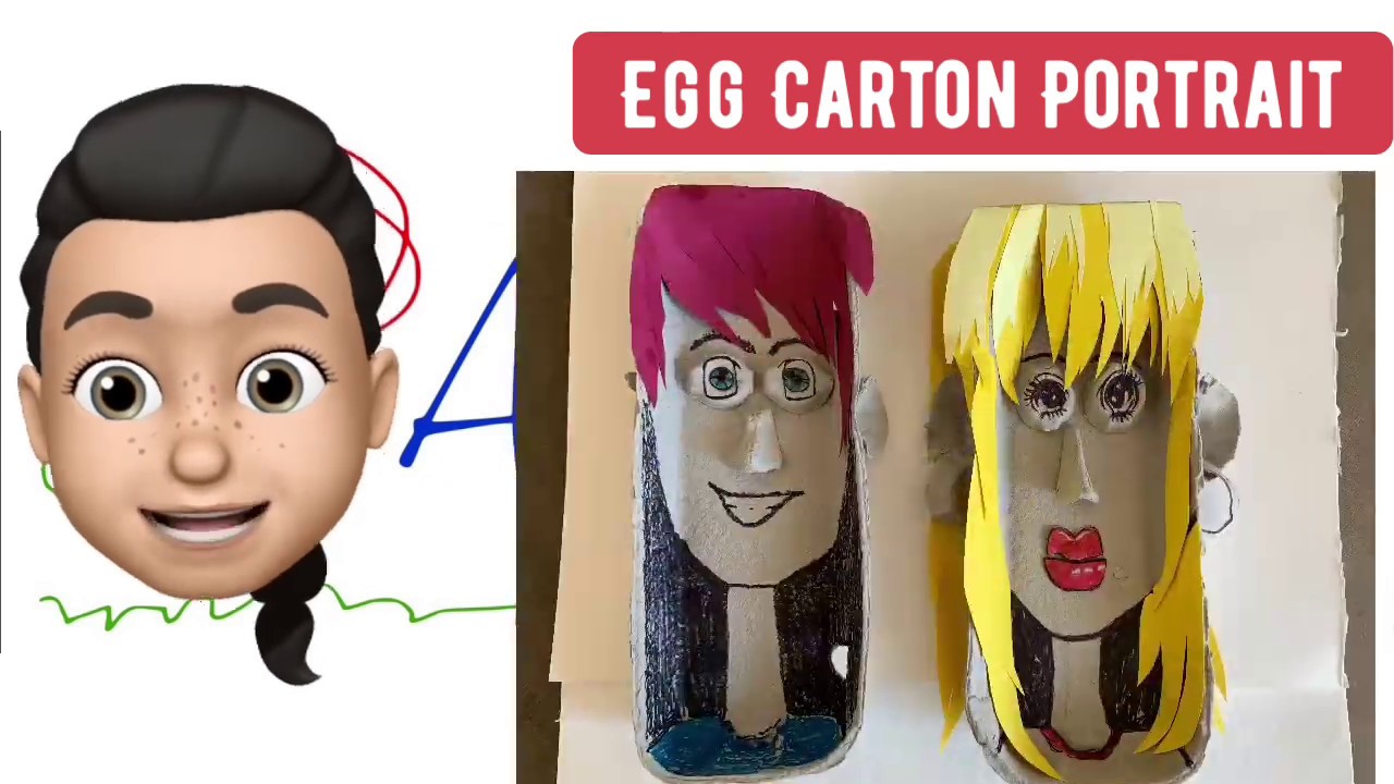 Arty Start Egg Carton Portrait with writing prompt YouTube