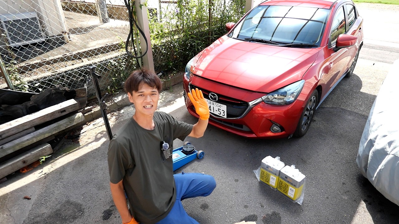 ディーゼルデミオのオイル交換したらオイル黒すぎたｗｗ【ディーゼルの洗礼】