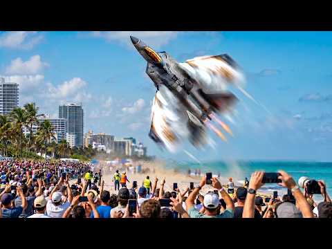 INSANE! F-22 Raptor Pull Off Unrestricted Climb Cobra Maneuver Over Miami