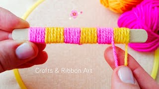 It&#39;s so Beautiful 💖🌟 Super Easy Woolen Flower Craft Ideas with Ice Cream Stick - DIY Yarn Flowers