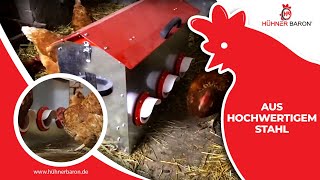 Futterautomat für Hühner aus Stahl - hochwertig und langlebig🐔 | CLUCK-O-MATIC®