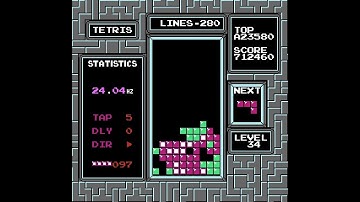 my first level 34 in nes tetris (level 33 skip)
