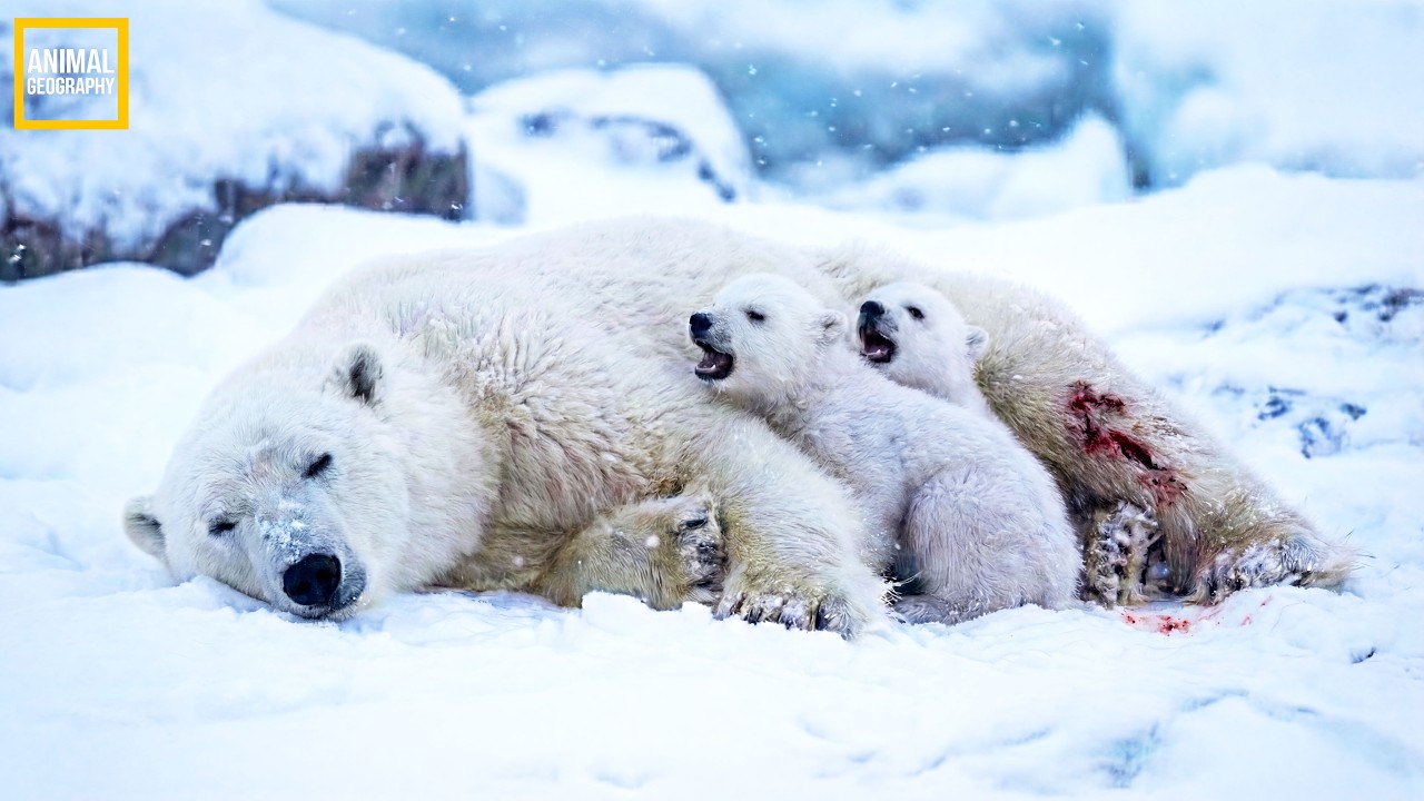A Truck Driver Saw a Wounded Polar Bear Mother and Cubs on the Road — His Action is Unbelievable!